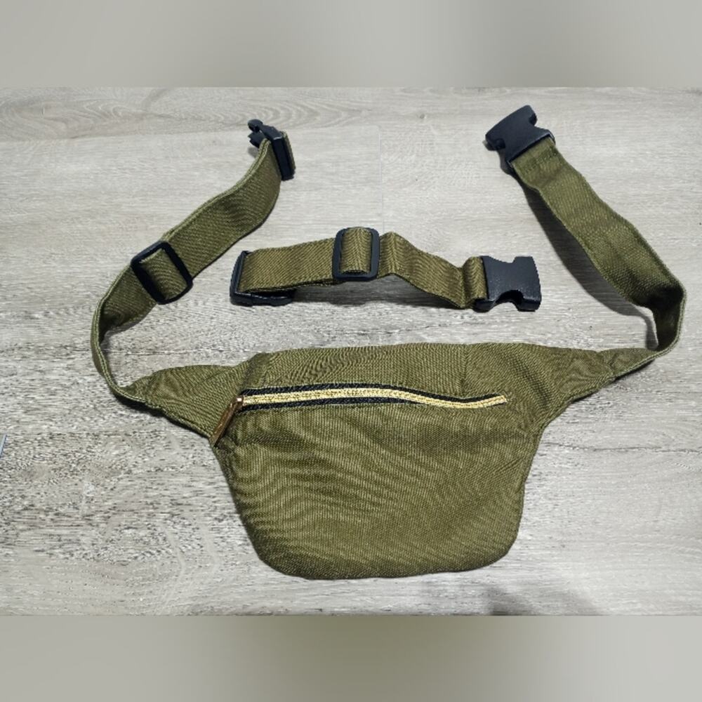 lulu dharma Small  Belt Bag With Extender Green Canvas